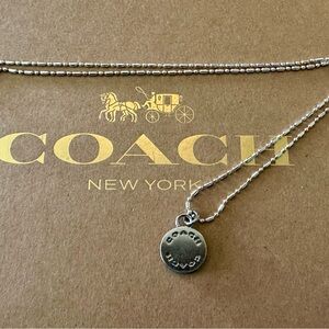 Coach Small Silver Metal Medallion Pendant .925 Sterling Silver Necklace